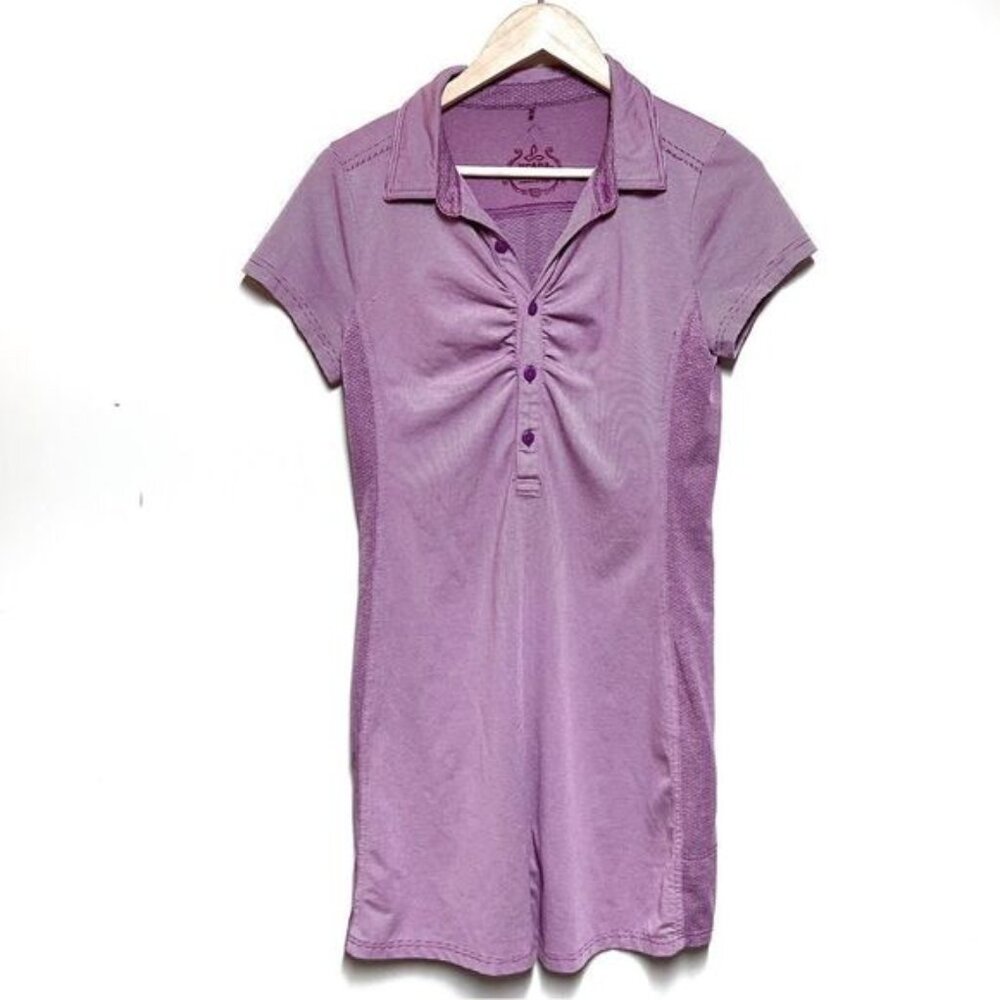PrAna Kinley Performance Polo Dress Vivid Viola Golf Tennis Activewear Women s S